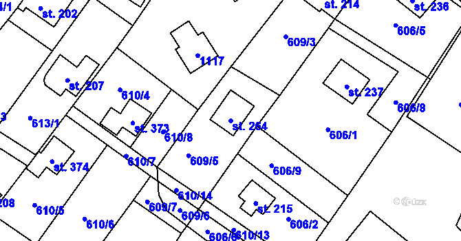 Parcela st. 264 v KÚ Pístovice, Katastrální mapa
