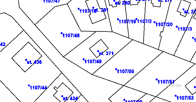 Parcela st. 371 v KÚ Pístovice, Katastrální mapa