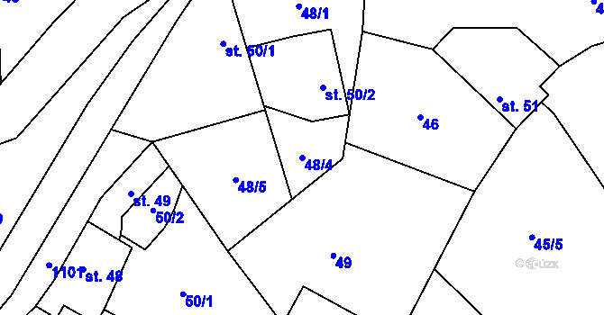 Parcela st. 48/4 v KÚ Pístovice, Katastrální mapa
