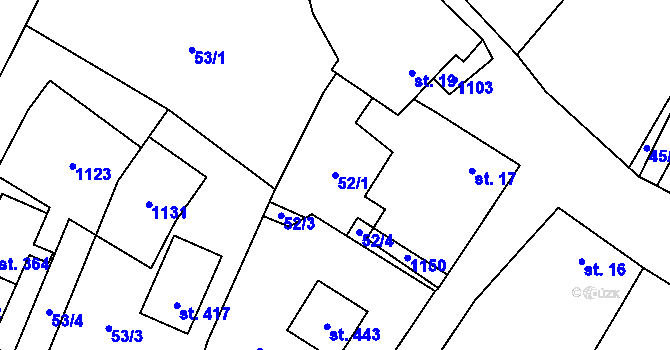 Parcela st. 52/1 v KÚ Pístovice, Katastrální mapa