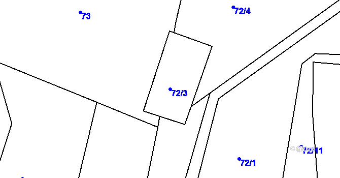 Parcela st. 72/3 v KÚ Pístovice, Katastrální mapa