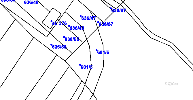 Parcela st. 601/6 v KÚ Pístovice, Katastrální mapa
