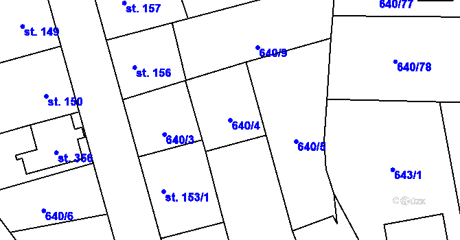 Parcela st. 640/4 v KÚ Pístovice, Katastrální mapa