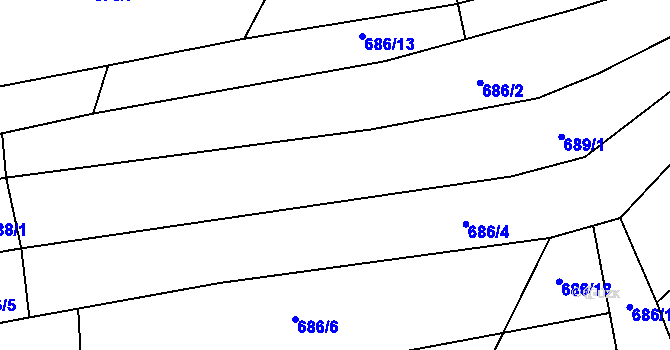Parcela st. 686/3 v KÚ Pístovice, Katastrální mapa