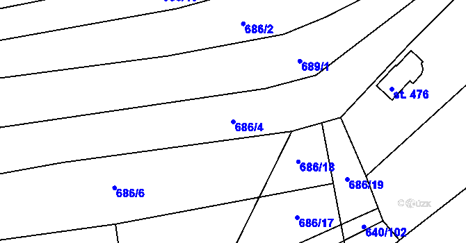 Parcela st. 686/4 v KÚ Pístovice, Katastrální mapa
