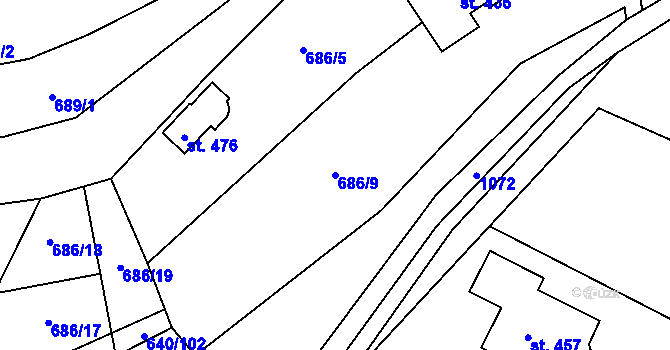 Parcela st. 686/9 v KÚ Pístovice, Katastrální mapa