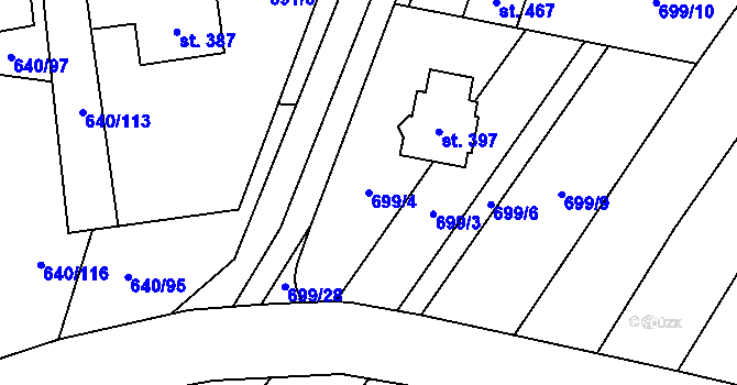 Parcela st. 699/4 v KÚ Pístovice, Katastrální mapa