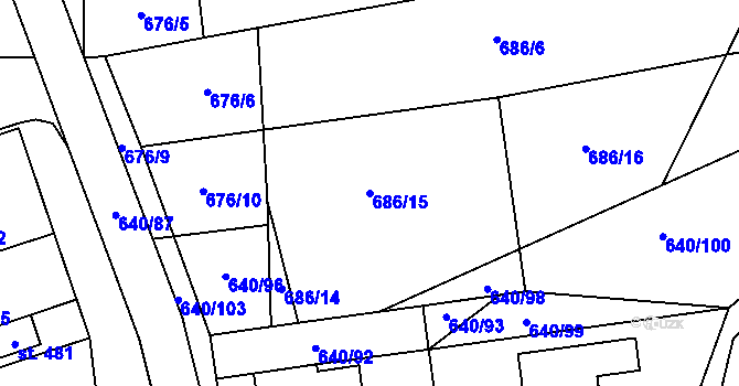 Parcela st. 686/15 v KÚ Pístovice, Katastrální mapa