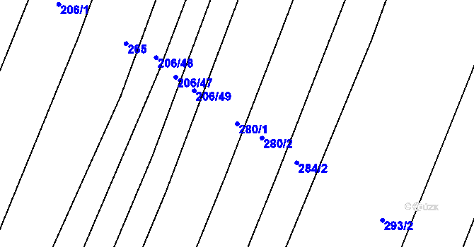 Parcela st. 280/1 v KÚ Pístovice, Katastrální mapa