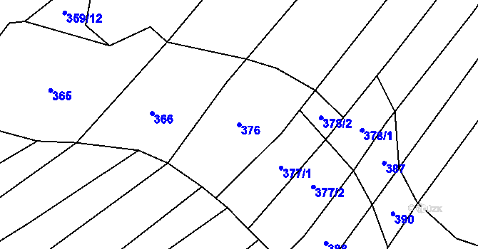 Parcela st. 376 v KÚ Pístovice, Katastrální mapa