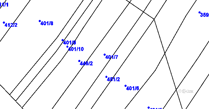Parcela st. 401/7 v KÚ Pístovice, Katastrální mapa