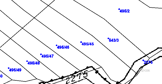 Parcela st. 495/45 v KÚ Pístovice, Katastrální mapa