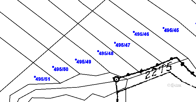 Parcela st. 495/48 v KÚ Pístovice, Katastrální mapa