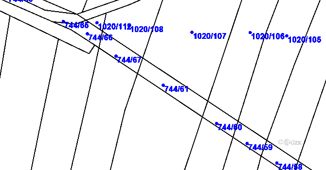 Parcela st. 744/61 v KÚ Pístovice, Katastrální mapa