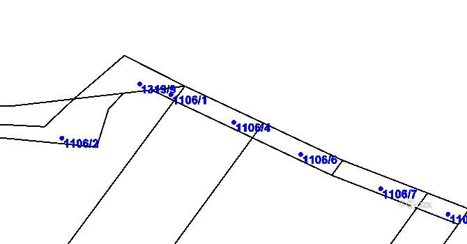 Parcela st. 1106/4 v KÚ Pístovice, Katastrální mapa