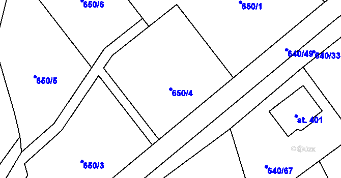 Parcela st. 650/4 v KÚ Pístovice, Katastrální mapa