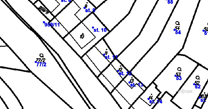 Parcela st. 11 v KÚ Račice, Katastrální mapa