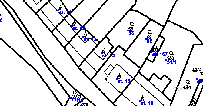 Parcela st. 14 v KÚ Račice, Katastrální mapa