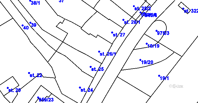 Parcela st. 26/1 v KÚ Račice, Katastrální mapa