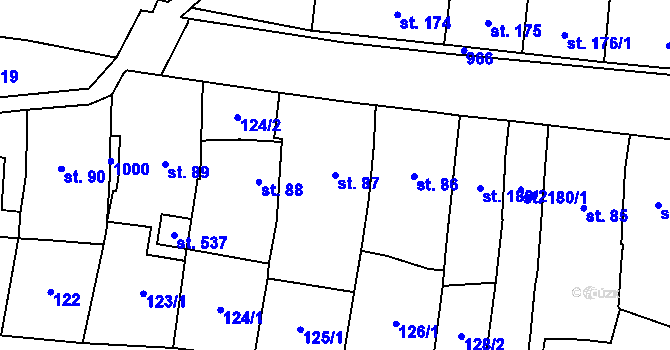 Parcela st. 87 v KÚ Račice, Katastrální mapa