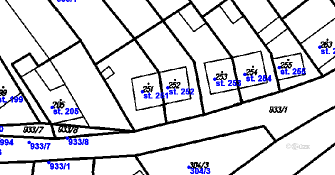 Parcela st. 252 v KÚ Račice, Katastrální mapa