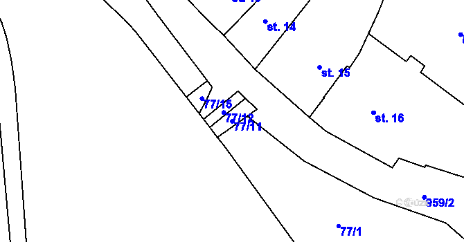Parcela st. 77/11 v KÚ Račice, Katastrální mapa
