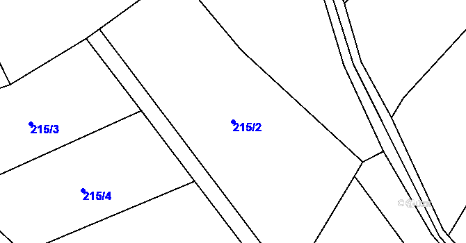 Parcela st. 215/2 v KÚ Račice, Katastrální mapa