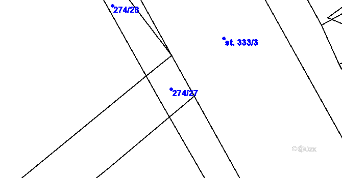 Parcela st. 274/27 v KÚ Račice, Katastrální mapa
