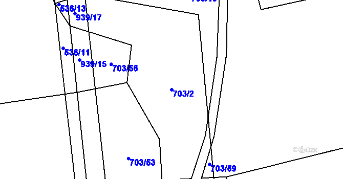 Parcela st. 703/2 v KÚ Račice, Katastrální mapa