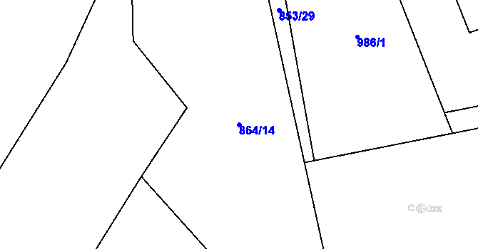 Parcela st. 864/14 v KÚ Račice, Katastrální mapa