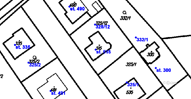 Parcela st. 515 v KÚ Račice, Katastrální mapa