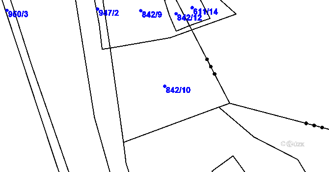 Parcela st. 842/10 v KÚ Račice, Katastrální mapa