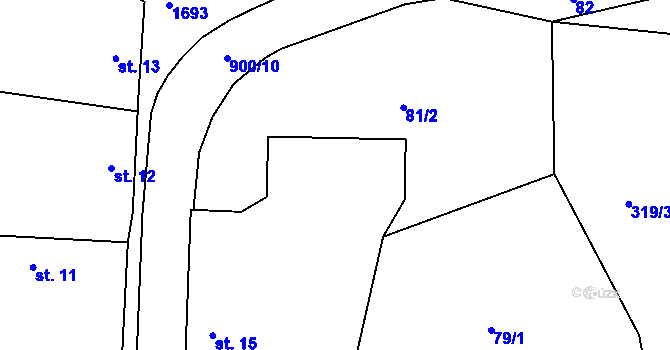 Parcela st. 15 v KÚ Račice nad Trotinou, Katastrální mapa