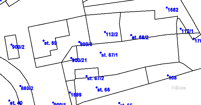 Parcela st. 67/1 v KÚ Račice nad Trotinou, Katastrální mapa