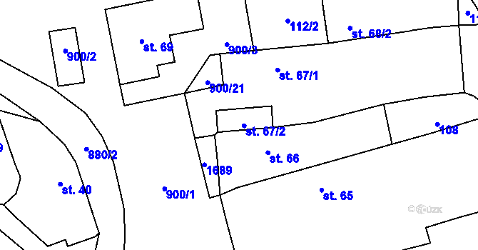 Parcela st. 67/2 v KÚ Račice nad Trotinou, Katastrální mapa