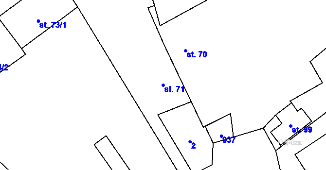 Parcela st. 71 v KÚ Račice nad Trotinou, Katastrální mapa