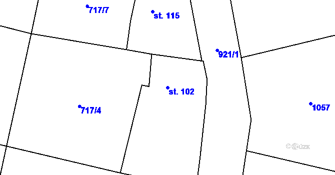 Parcela st. 102 v KÚ Račice nad Trotinou, Katastrální mapa