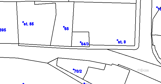 Parcela st. 64/3 v KÚ Račice nad Trotinou, Katastrální mapa
