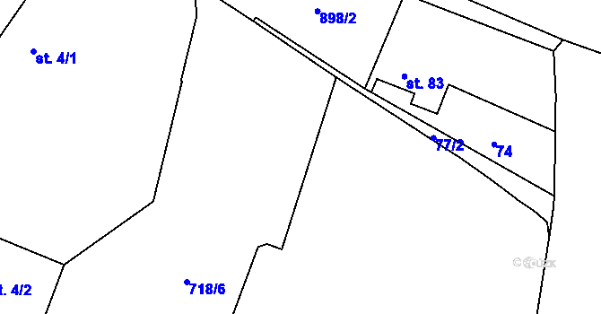 Parcela st. 76/2 v KÚ Račice nad Trotinou, Katastrální mapa