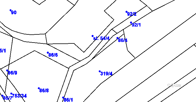 Parcela st. 86/2 v KÚ Račice nad Trotinou, Katastrální mapa