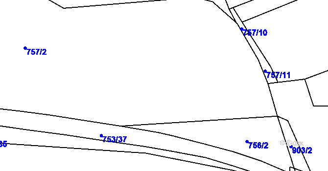 Parcela st. 757/3 v KÚ Račice nad Trotinou, Katastrální mapa