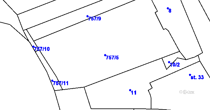 Parcela st. 757/5 v KÚ Račice nad Trotinou, Katastrální mapa