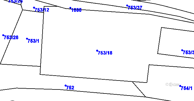Parcela st. 753/18 v KÚ Račice nad Trotinou, Katastrální mapa