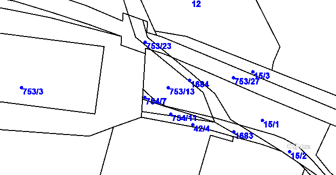 Parcela st. 753/13 v KÚ Račice nad Trotinou, Katastrální mapa