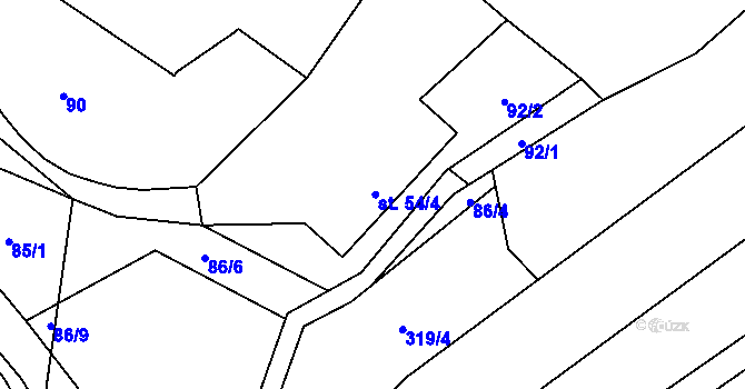 Parcela st. 54/4 v KÚ Račice nad Trotinou, Katastrální mapa