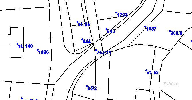 Parcela st. 753/31 v KÚ Račice nad Trotinou, Katastrální mapa