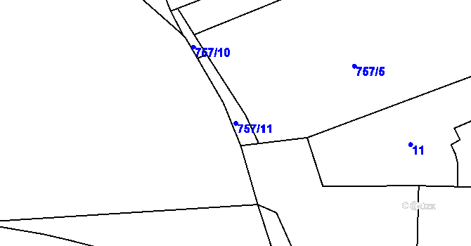 Parcela st. 757/11 v KÚ Račice nad Trotinou, Katastrální mapa