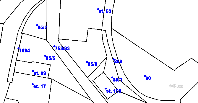 Parcela st. 89/4 v KÚ Račice nad Trotinou, Katastrální mapa