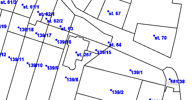 Parcela st. 139/15 v KÚ Račiněves, Katastrální mapa