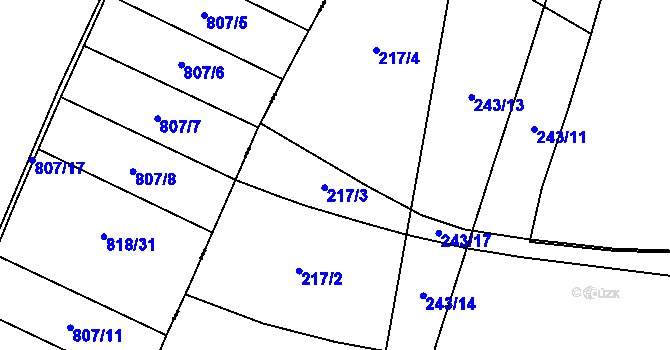Parcela st. 217 v KÚ Račiněves, Katastrální mapa